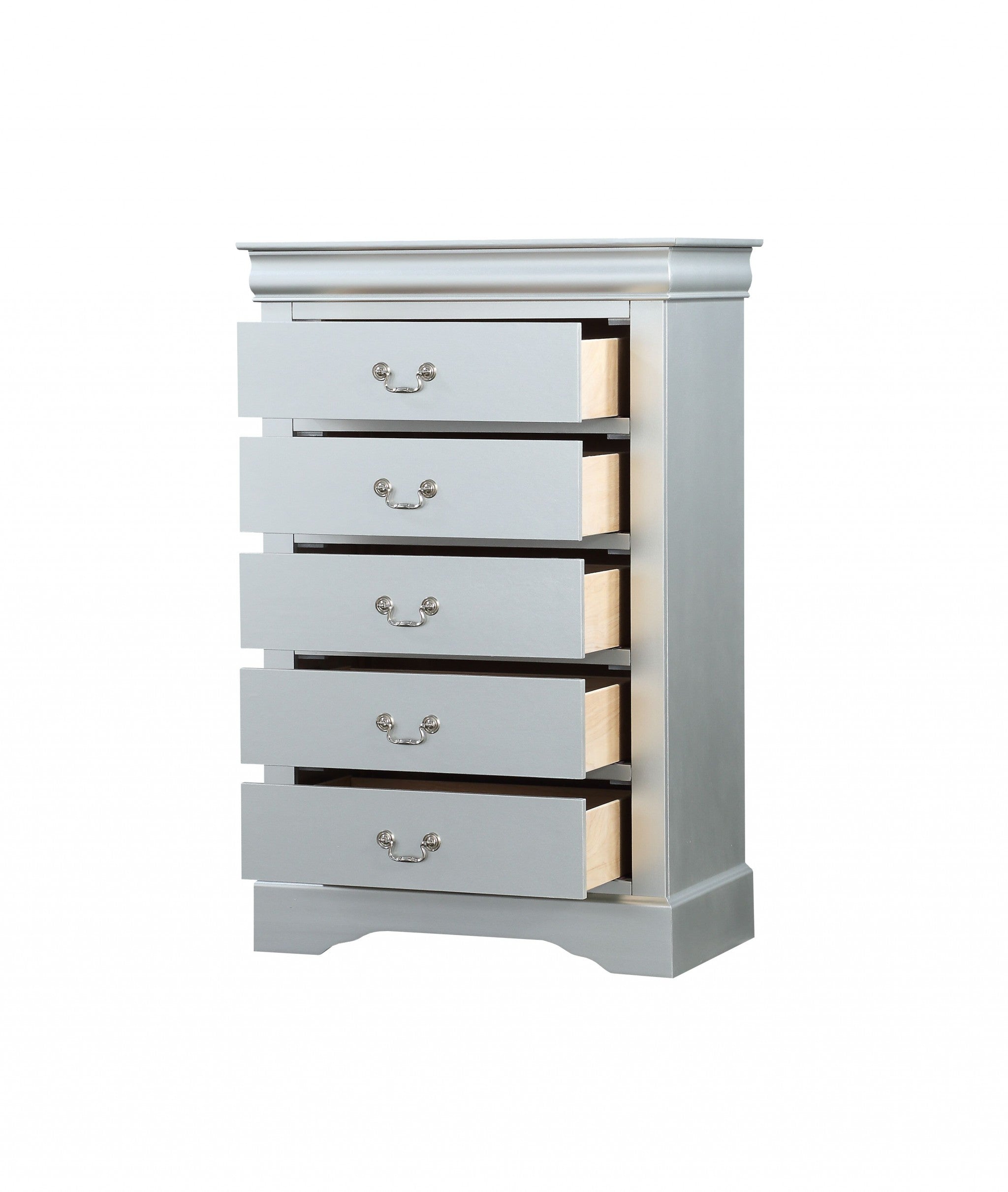 15" White Solid Wood Five Drawer Lingerie Chest