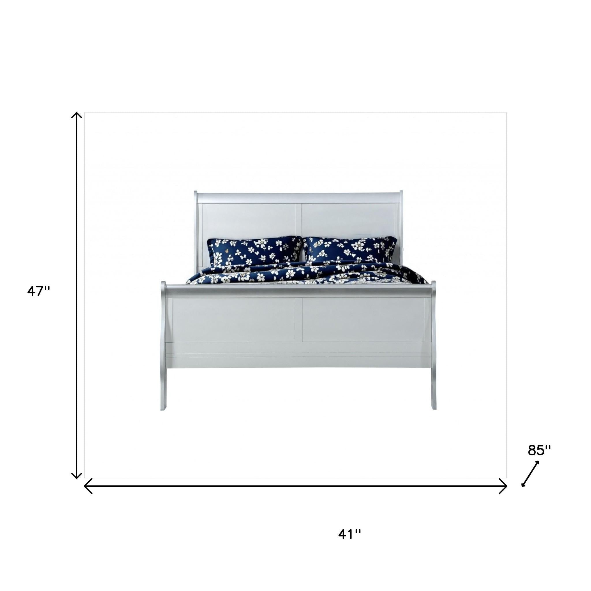 Off White Solid Wood Twin Bed Frame