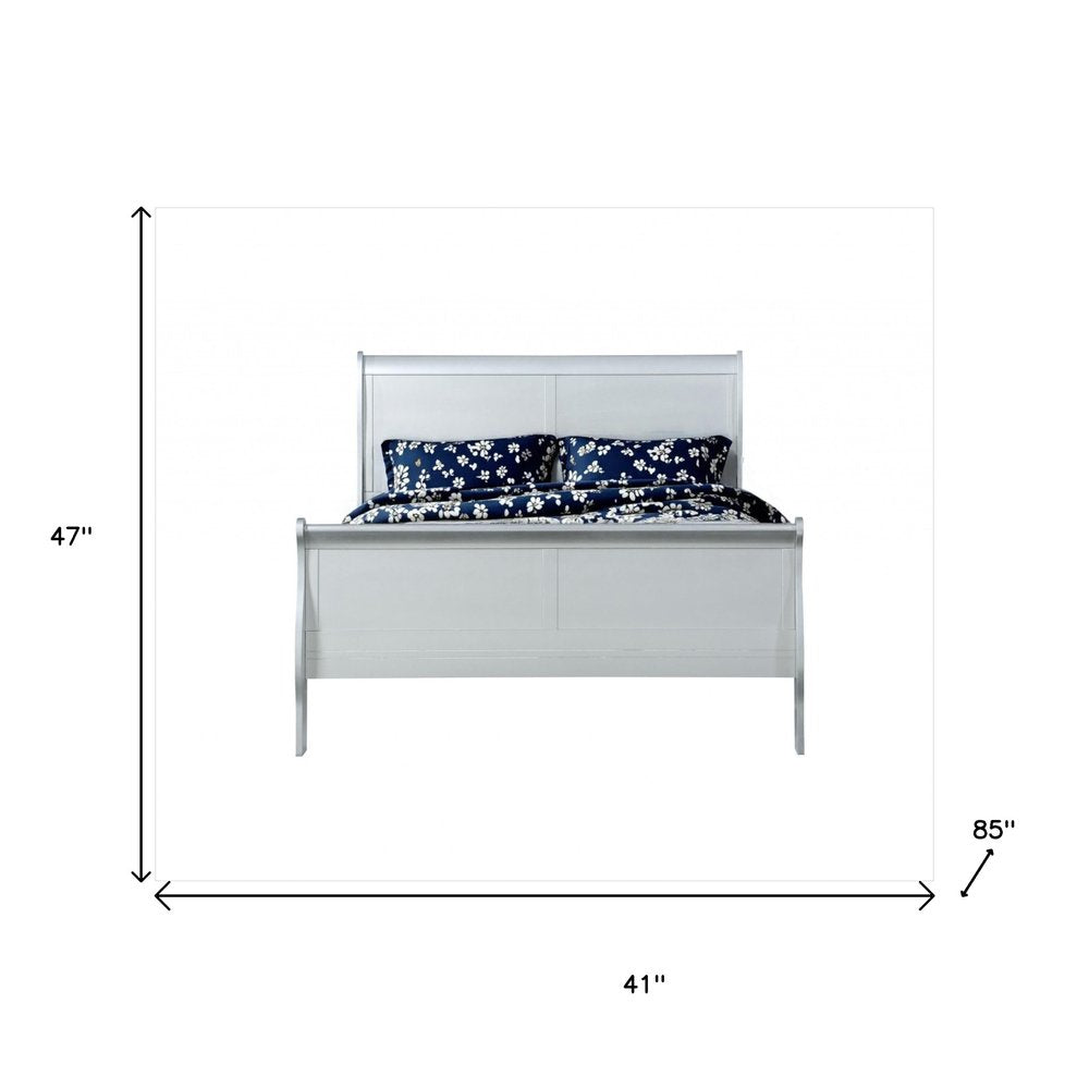 Off White Solid Wood Twin Bed Frame