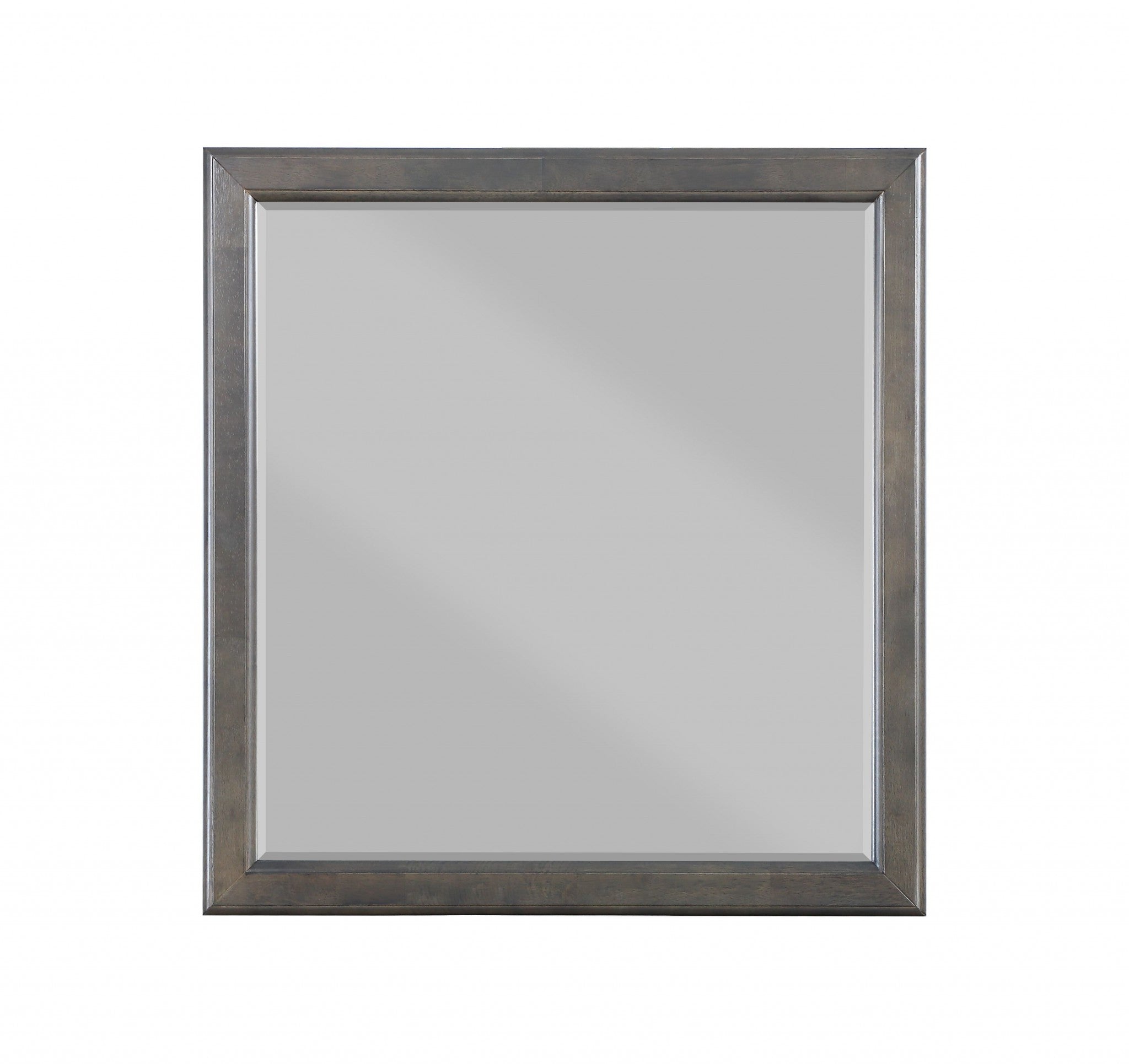 38" Gray Square Wood Framed Accent Mirror