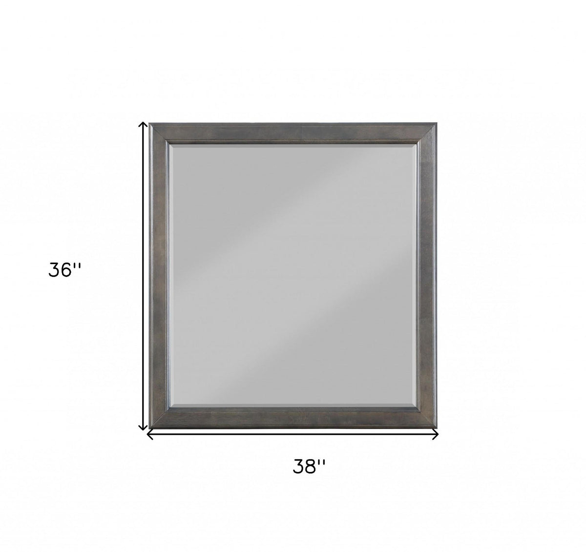 38" Gray Square Wood Framed Accent Mirror