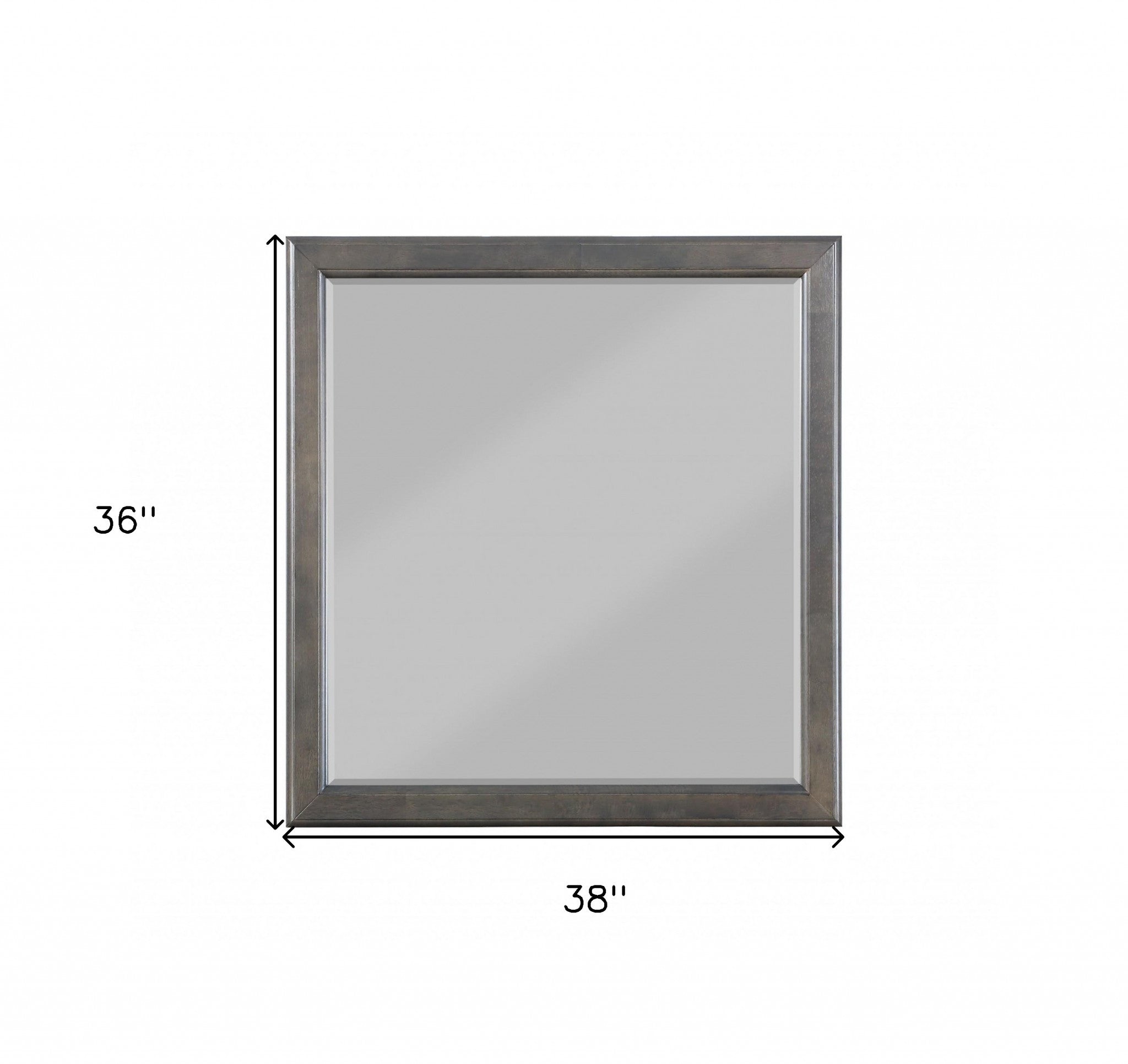 38" Gray Square Wood Framed Accent Mirror