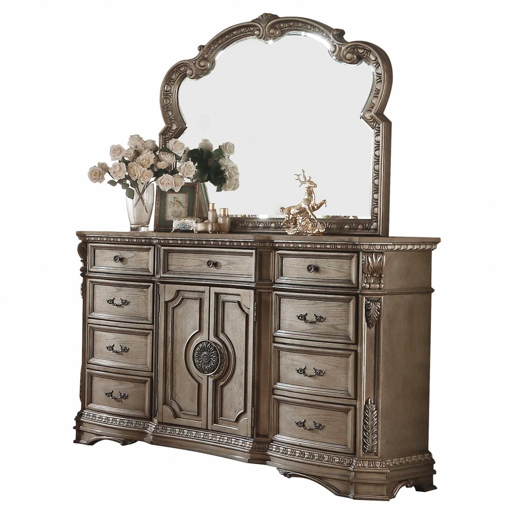42" Brown Solid Wood Nine Drawer Combo Dresser