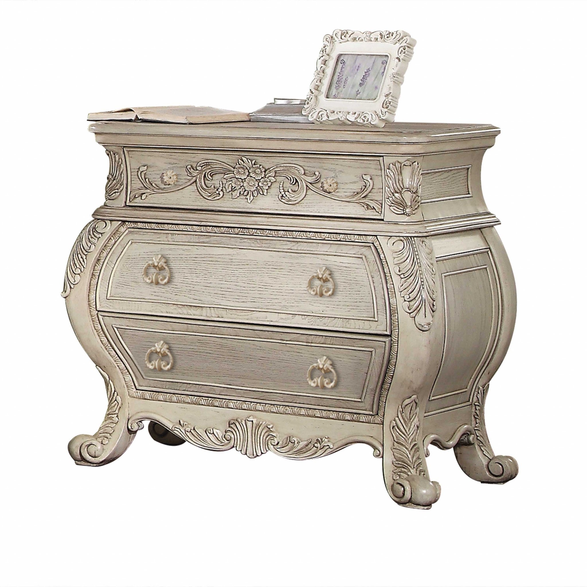 24" Platinum Two Drawers Nightstand