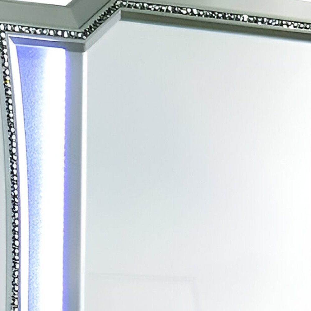 38" Champagne Abstract Wood Framed Mounted Dresser Mirror