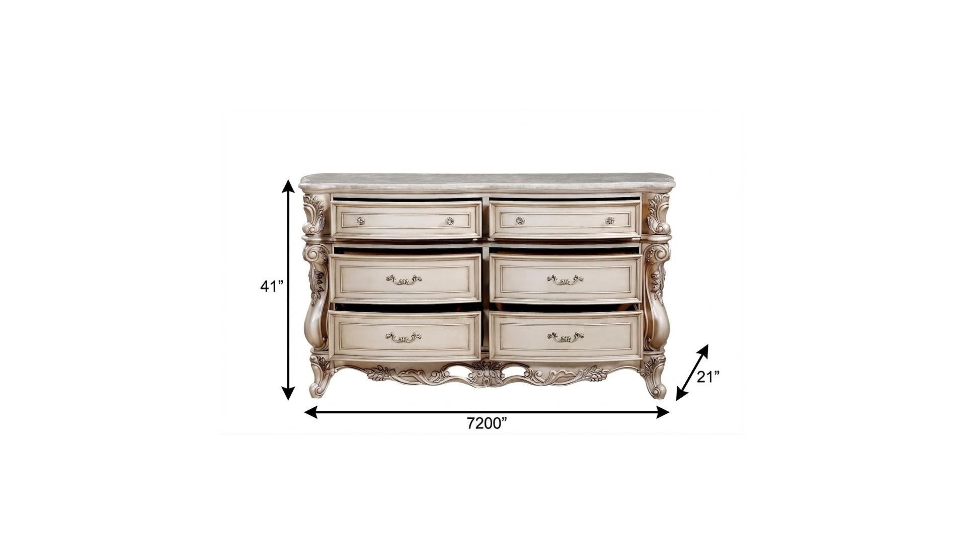 72" Beige Solid Wood Six Drawer Double Dresser