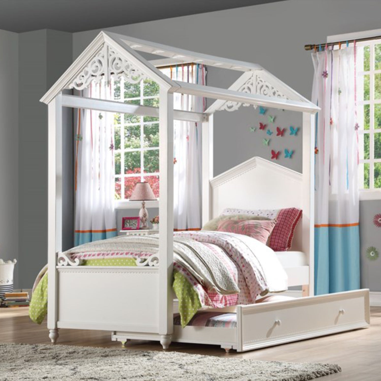 Twin White Canopy Bed