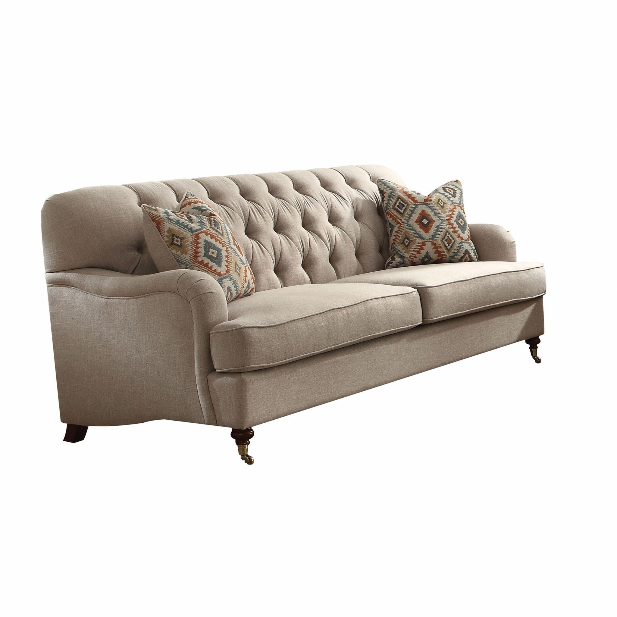 38" X 85" X 37" Beige Fabric Upholstery Sofa w2 Pillows