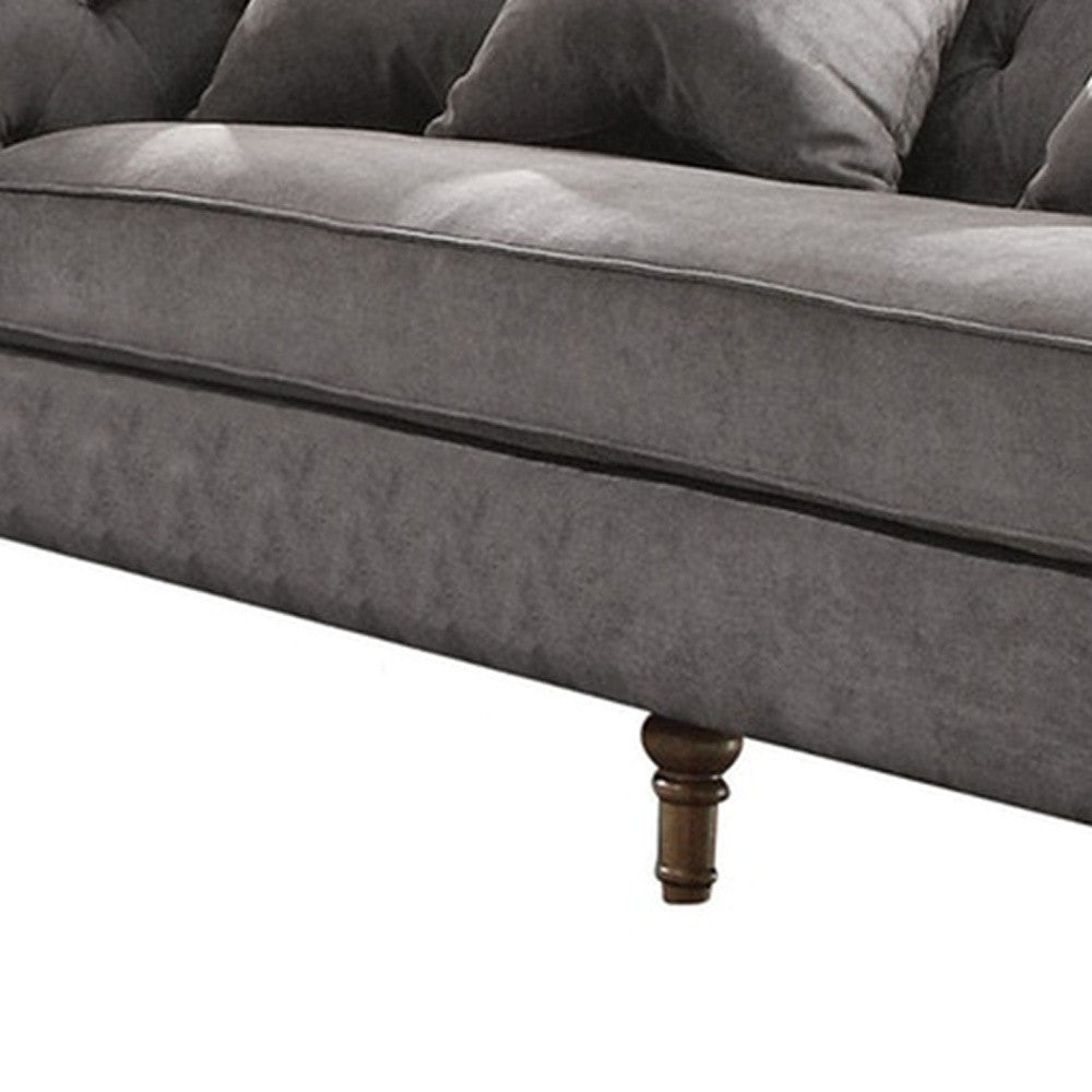 34" X 84" X 31" Gray Velvet Upholstery Sofa w4 Pillows