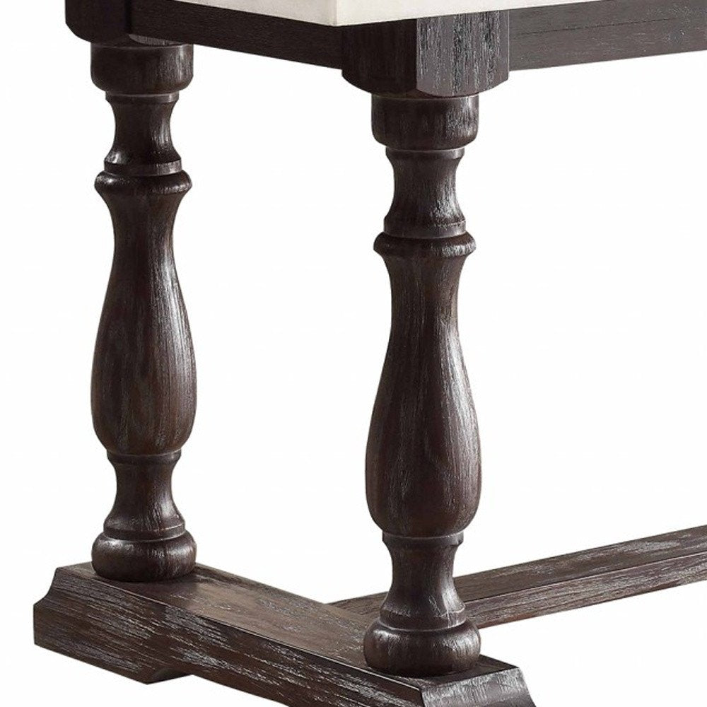 72" White and Gray Marble And Solid Wood Trestle Base Dining Table