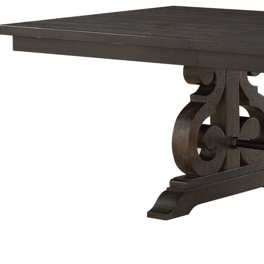 104" Brown Solid Wood Trestle Base Dining Table