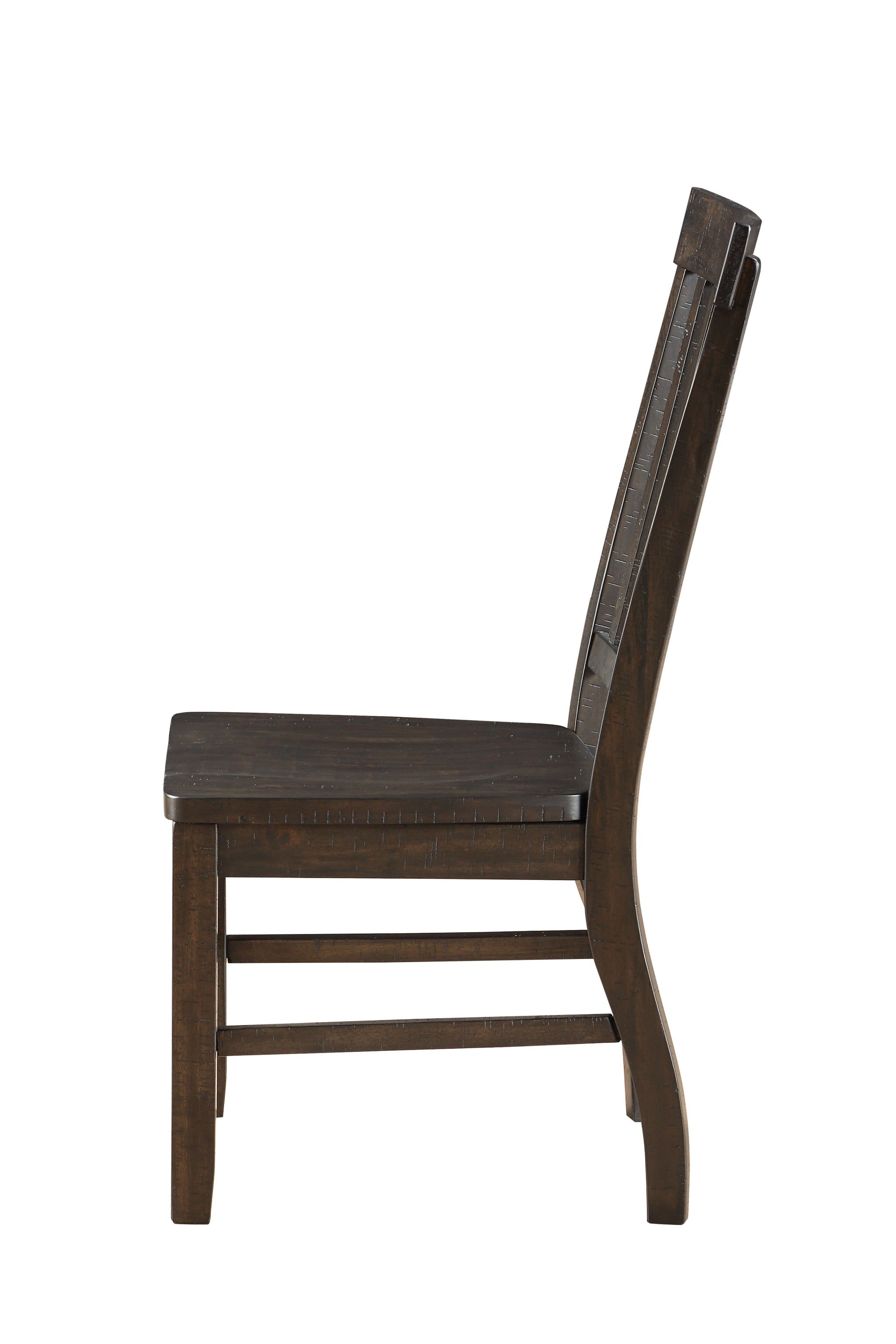 Set Of Two Brown Acacia Ladder Back Dining Chairs