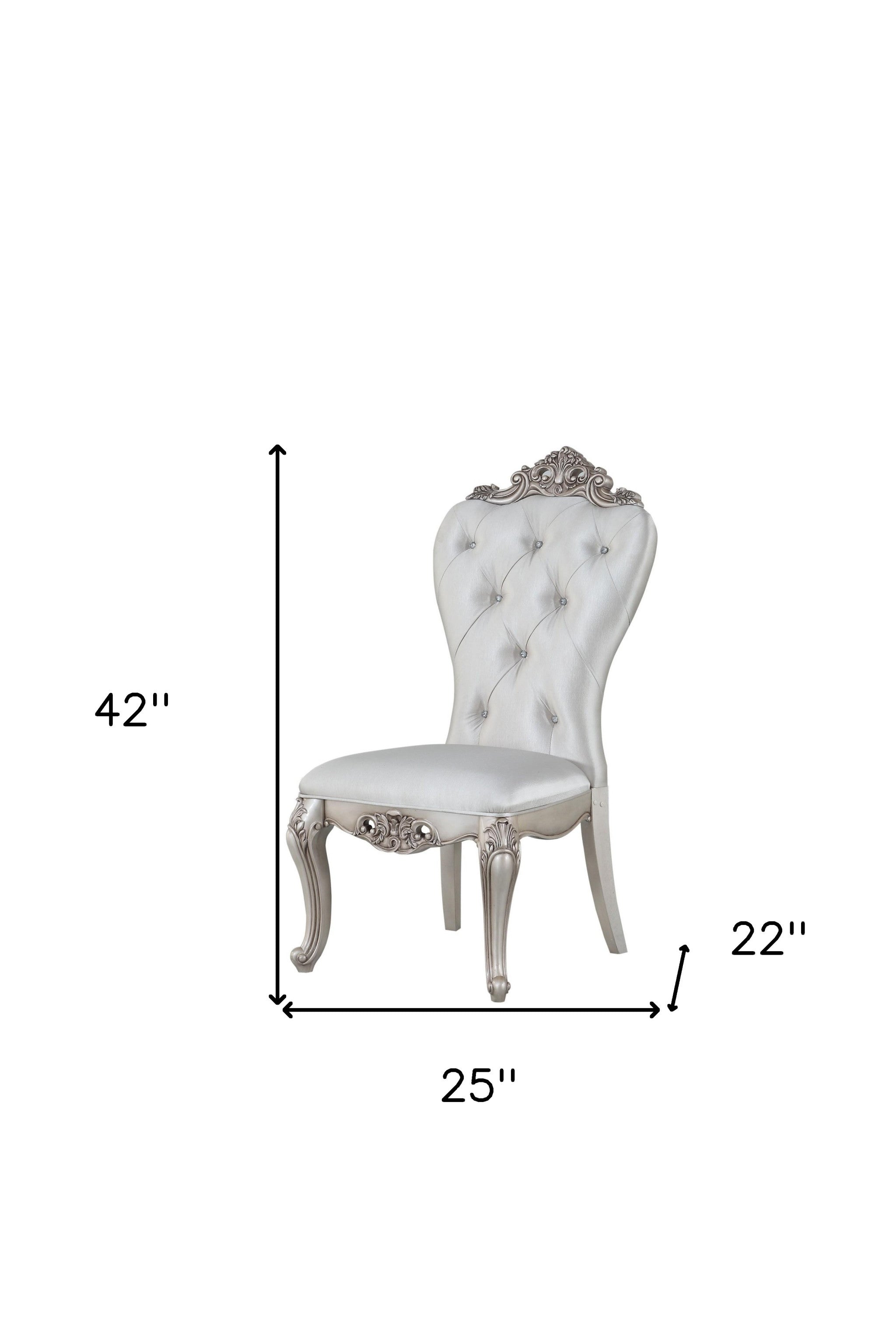Set Of 2 Antique White And Cream Voguish Dining Chair