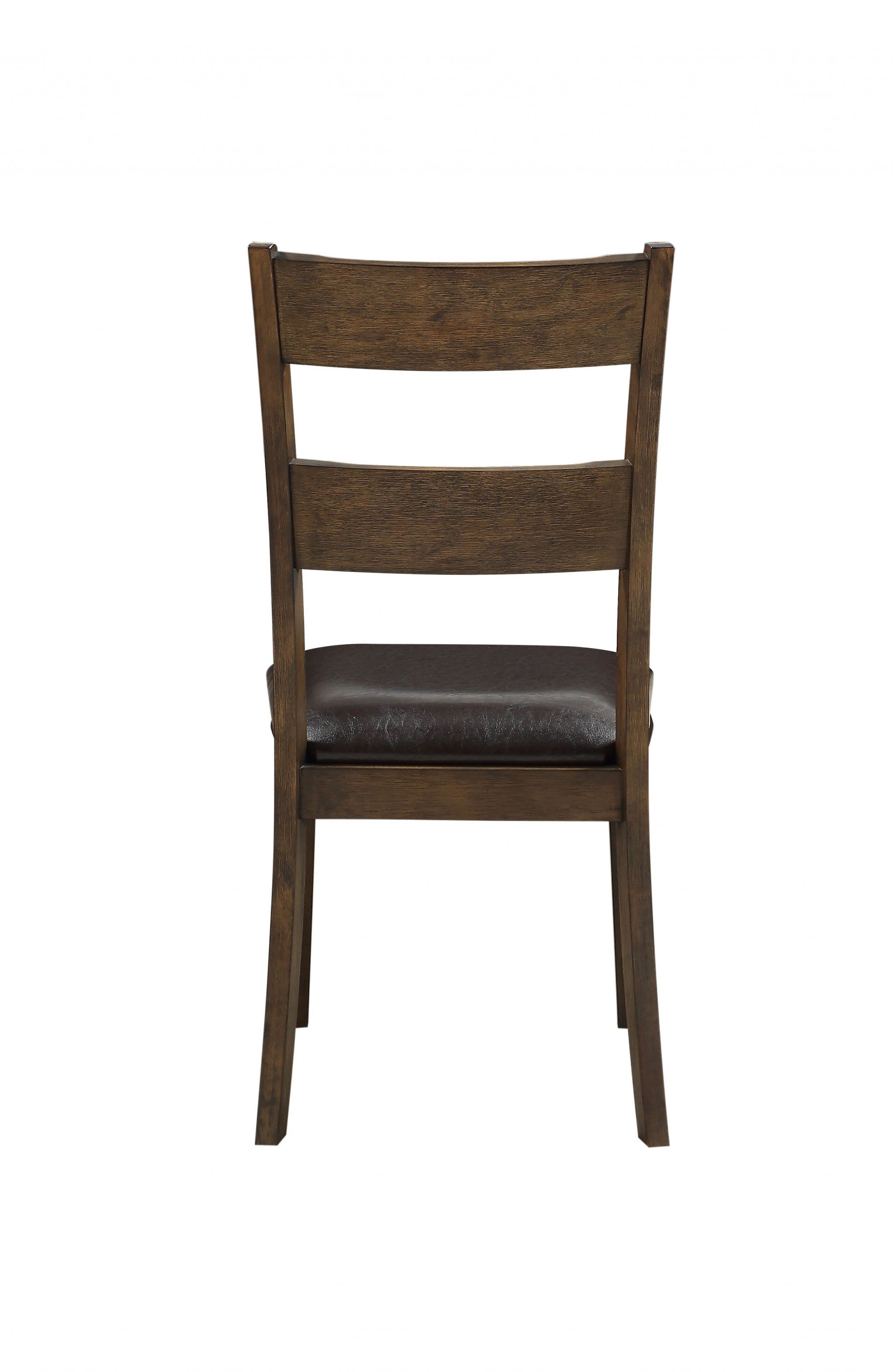 Set Of Two Dark Oak Rubberwood Ladder Back Dining Chairs