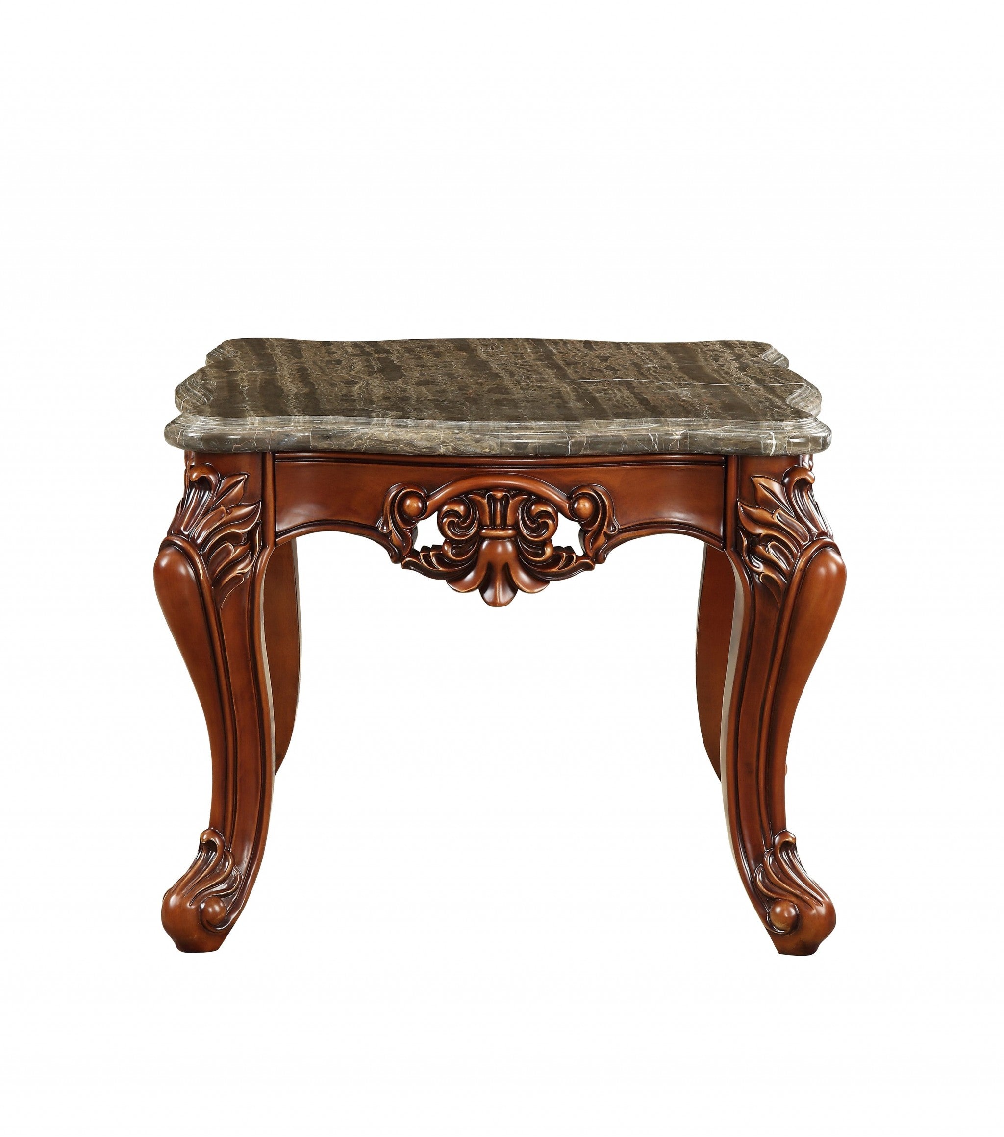 25" Walnut Faux Marble Square End Table