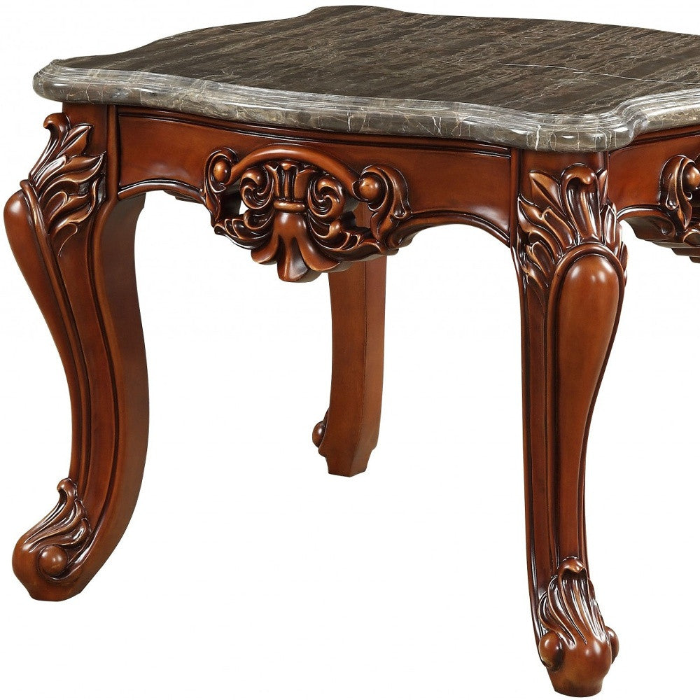25" Walnut Faux Marble Square End Table