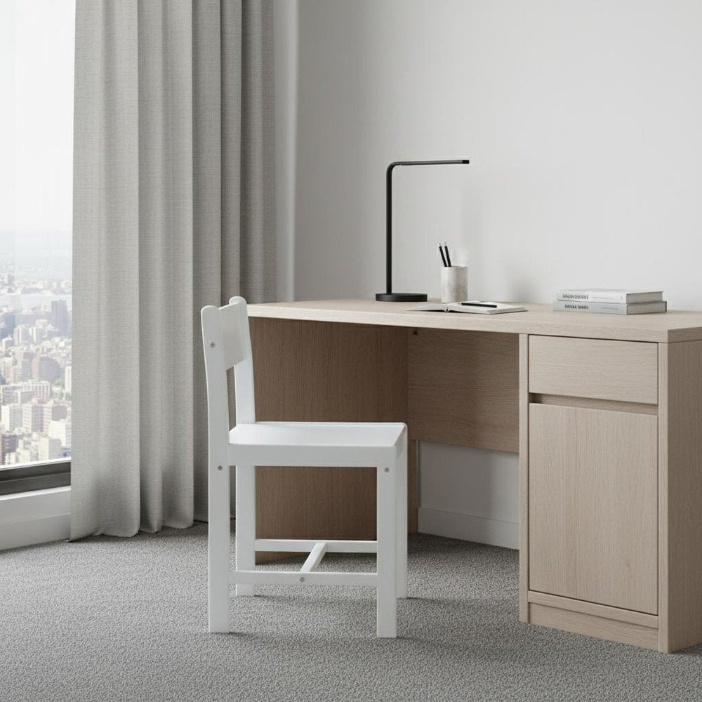 Classic White Wooden Stationary Chair