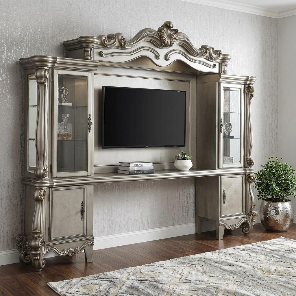 118" Platinum Solid Wood Floating Mount Entertainment Center