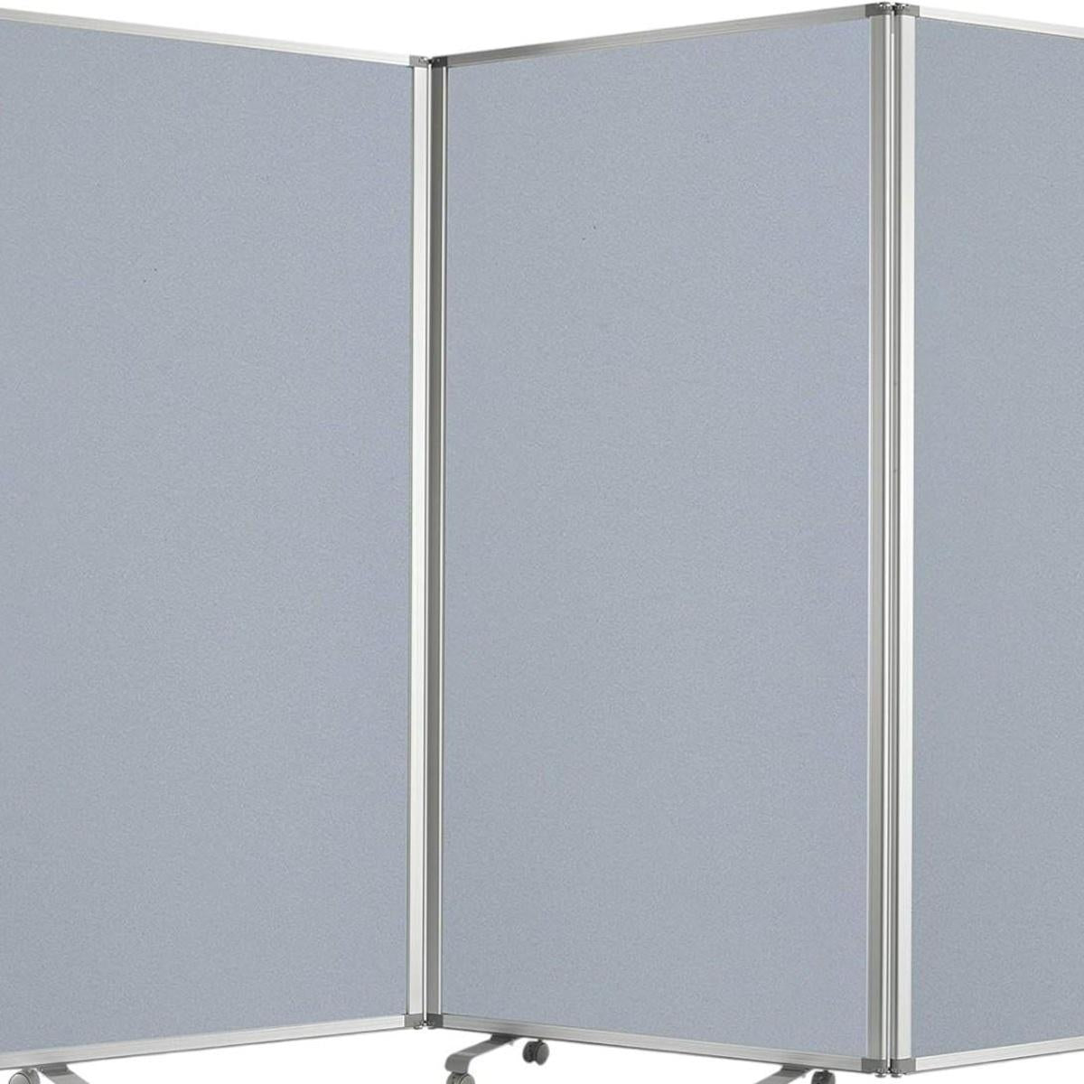 71" Gray Iron Folding Three Panel Screen Room Divider