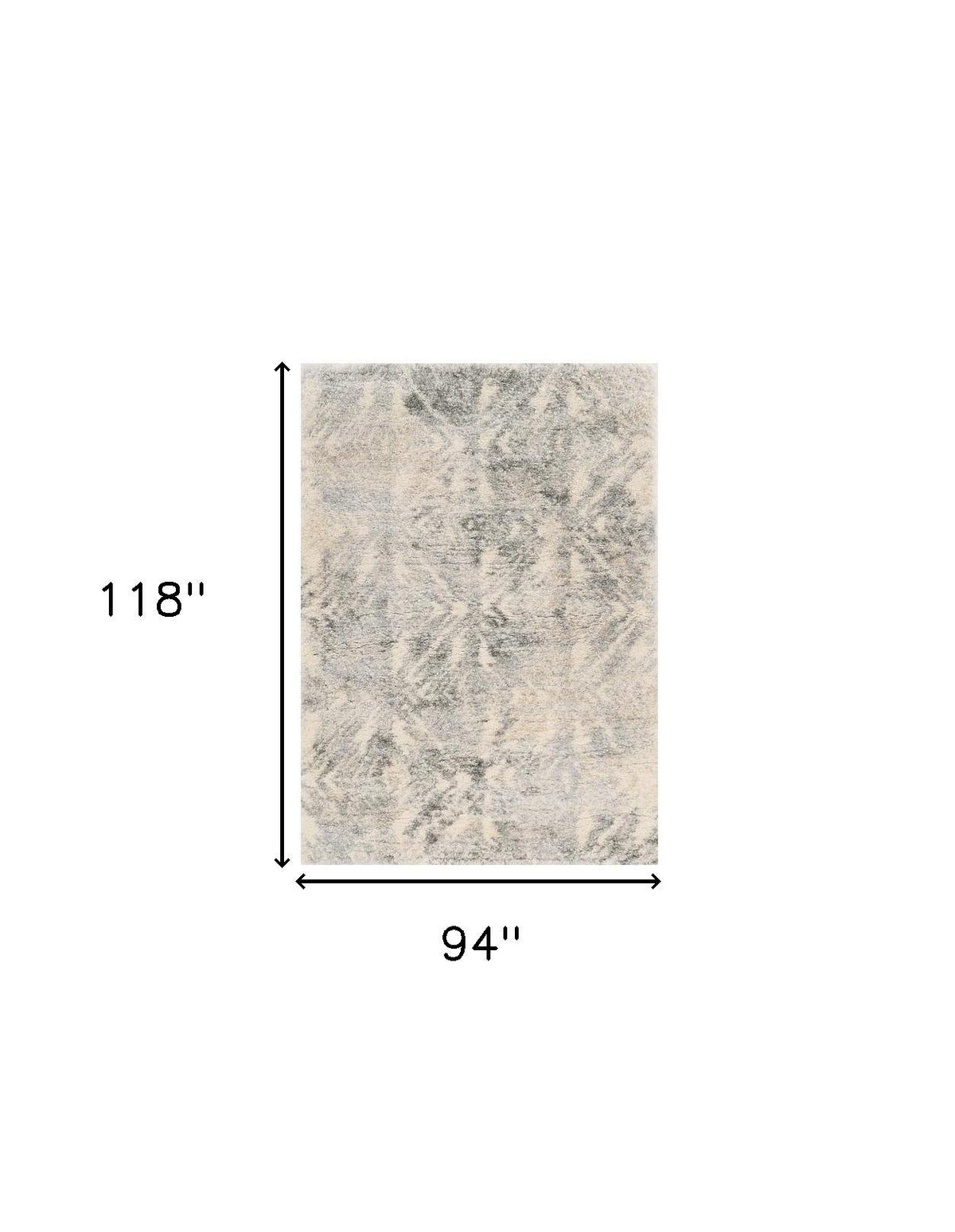 7' X 9' Gray And Ivory Diamond Area Rug