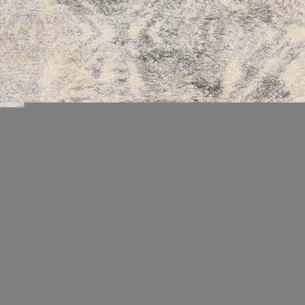 7' X 9' Gray And Ivory Diamond Area Rug