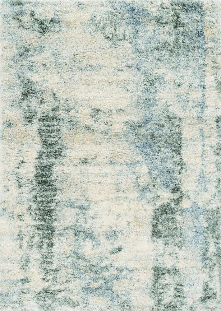8' X 10' Ivory And Blue Abstract Area Rug