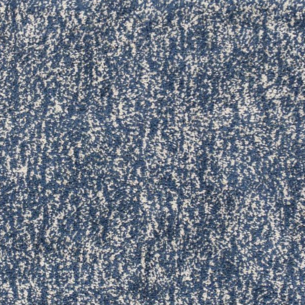 8' Indigo And Ivory Abstract Hand Woven Round Rug