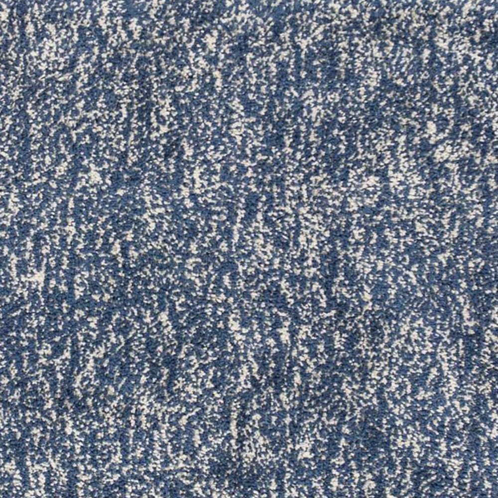 8' Indigo And Ivory Abstract Hand Woven Round Rug