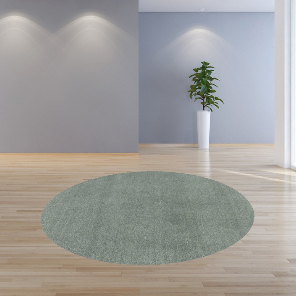 8' Slate Blue Hand Woven Round Rug