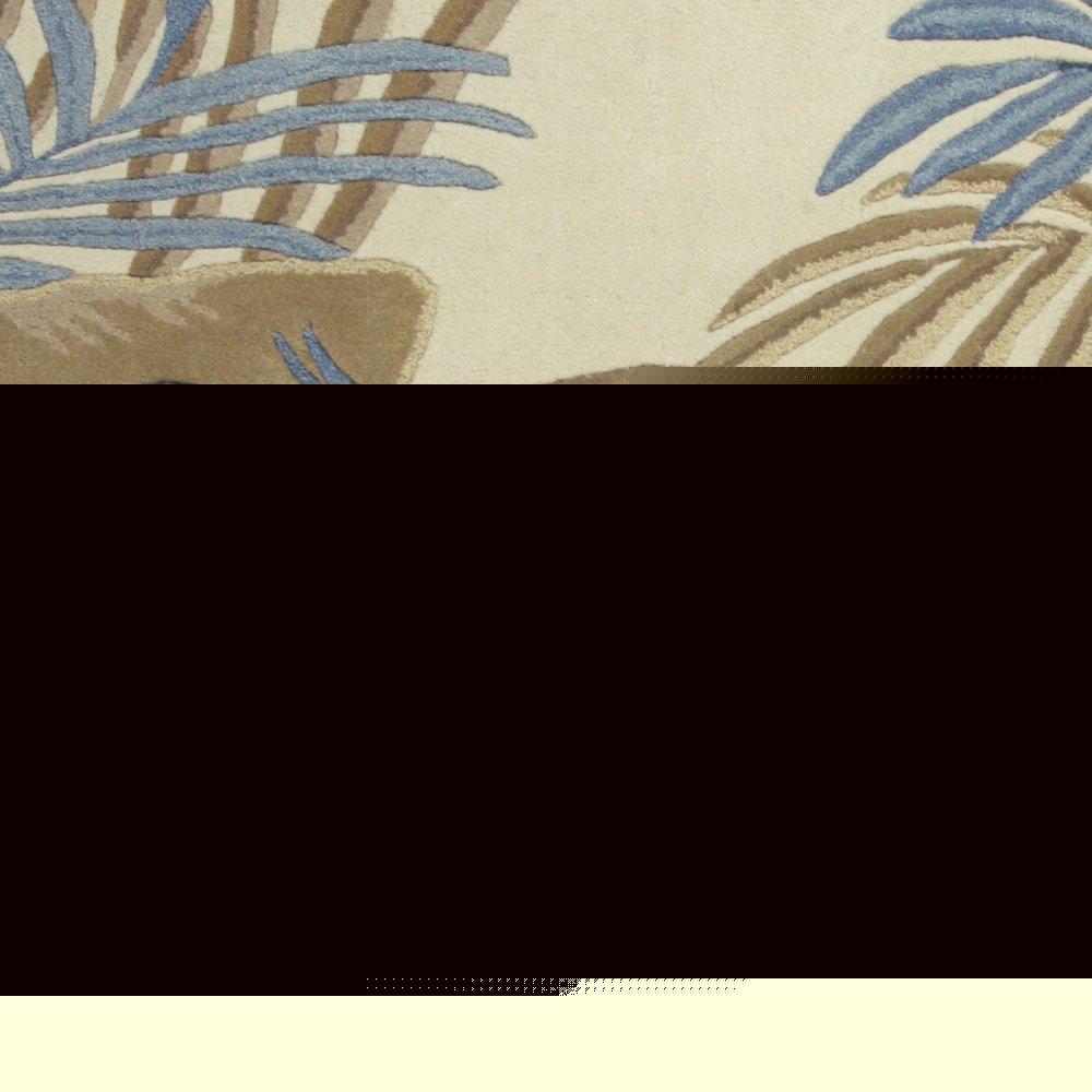5' X 8' Ivory Blue And Brown Wool Tropical Botanical Hand Tufted Area Rug