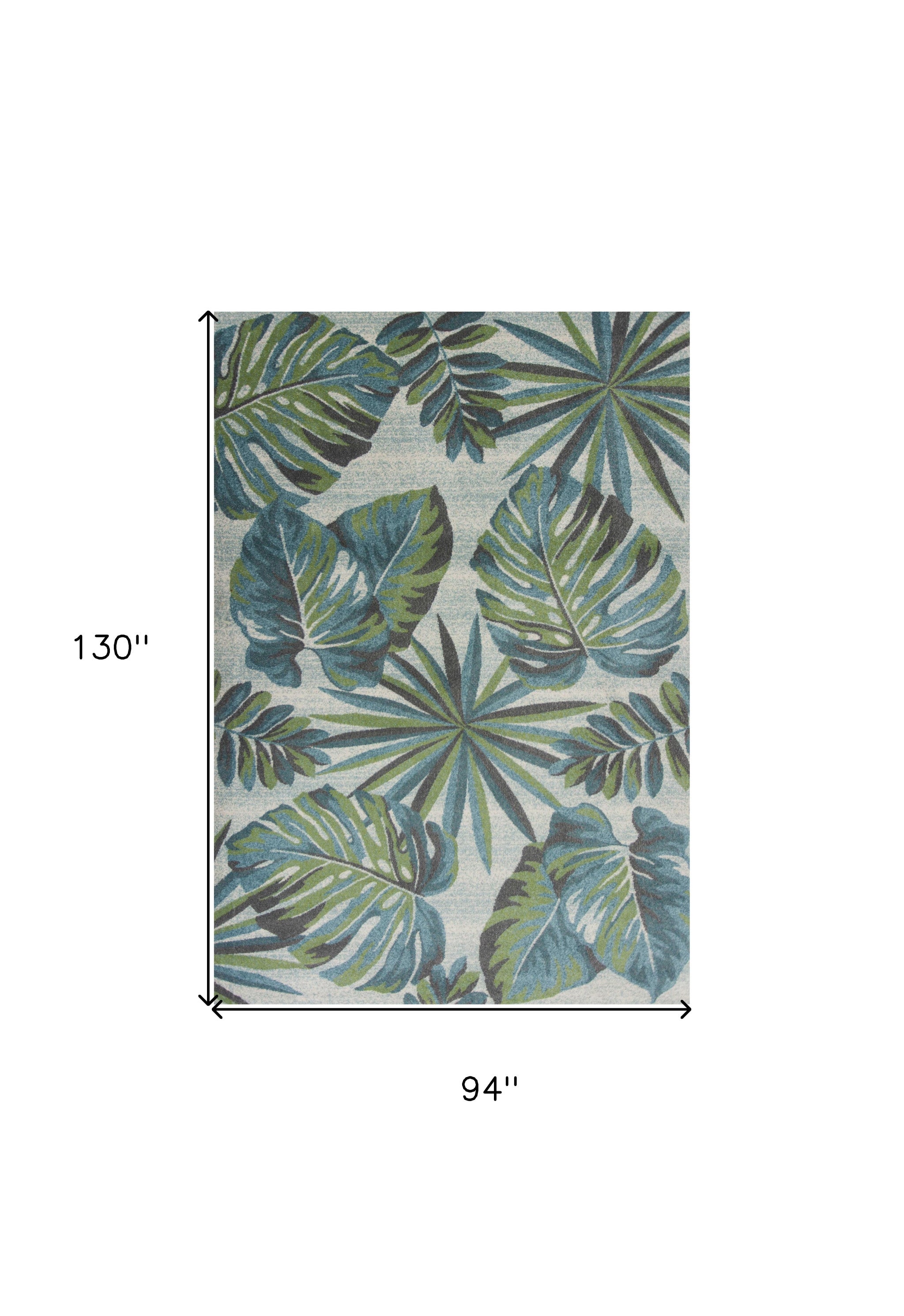 7' X 10'  Polypropylene Teal Or  Green Area Rug