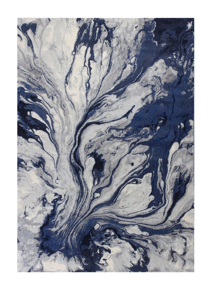 7' X 10' Blue Gray And Ivory Abstract Area Rug