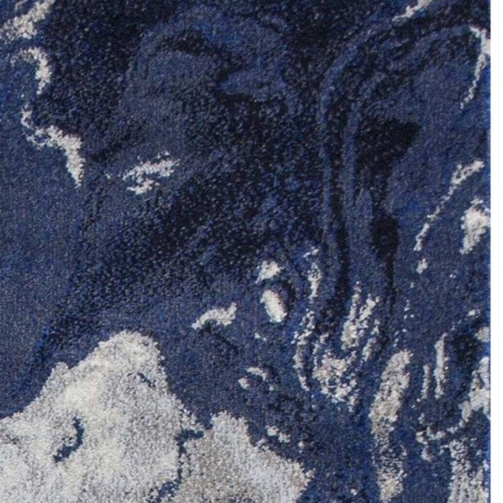 7' X 10' Blue Gray And Ivory Abstract Area Rug