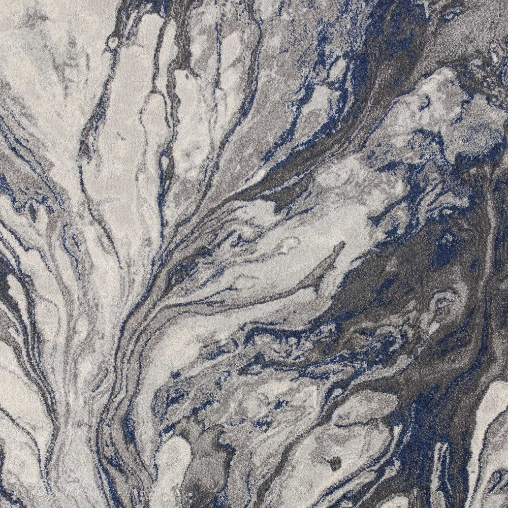 8' X 11' Blue And Gray Abstract Area Rug