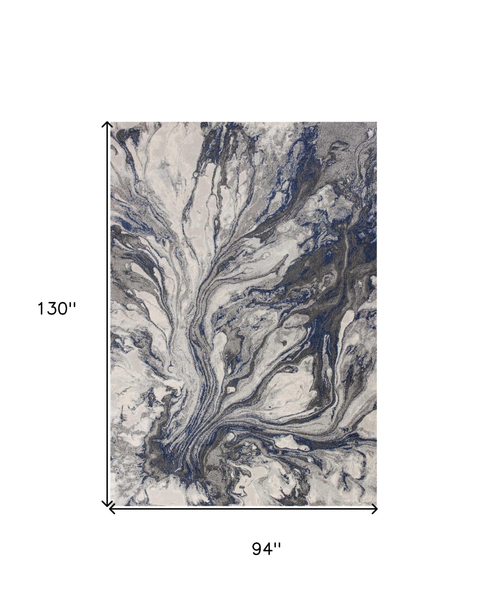 8' X 11' Blue And Gray Abstract Area Rug