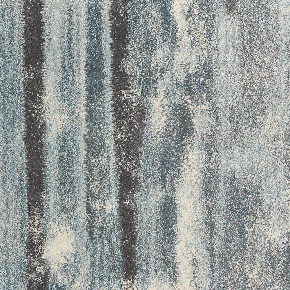 7' X 10' Teal Blue And White Abstract Distressed Area Rug
