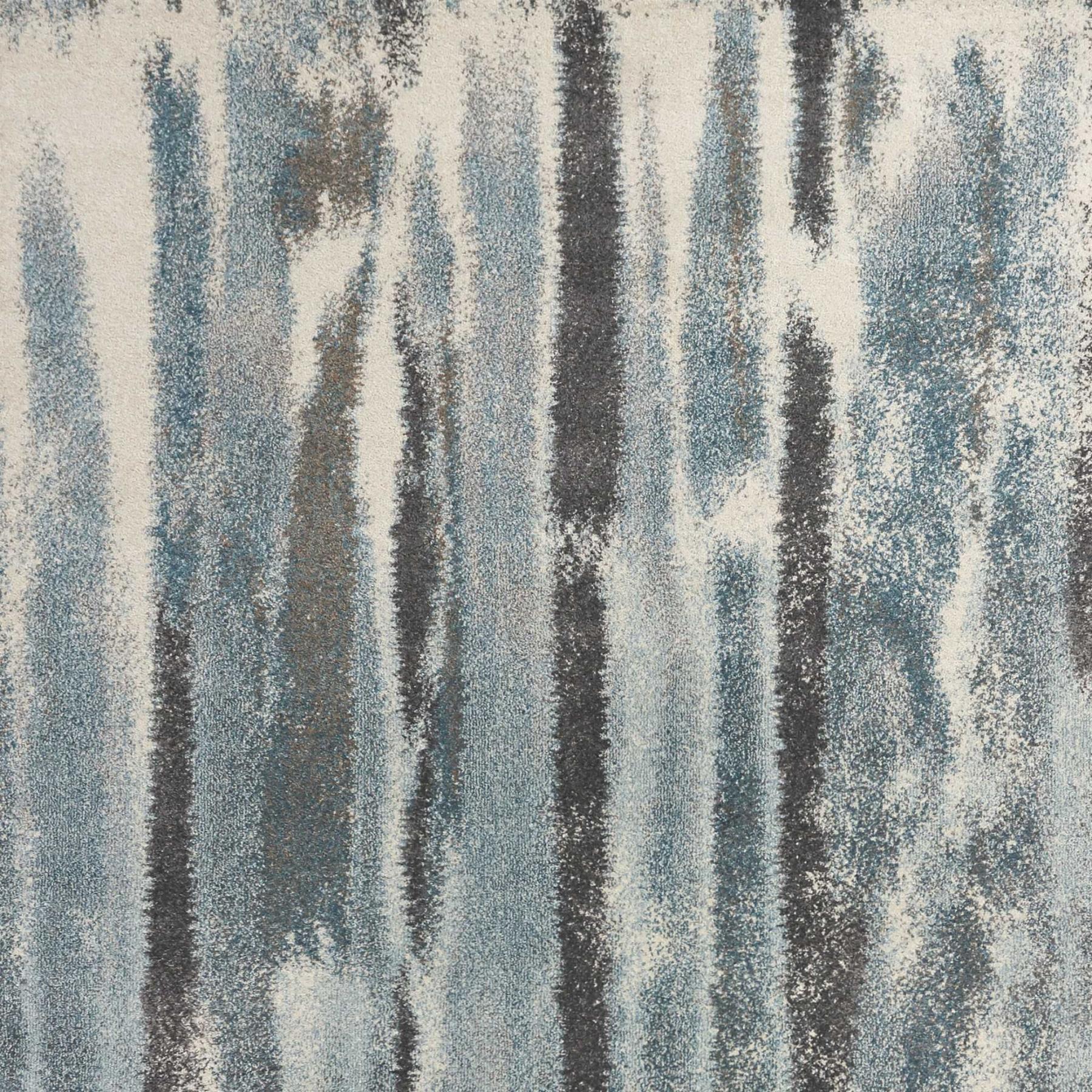 7' X 10' Teal Blue And White Abstract Distressed Area Rug