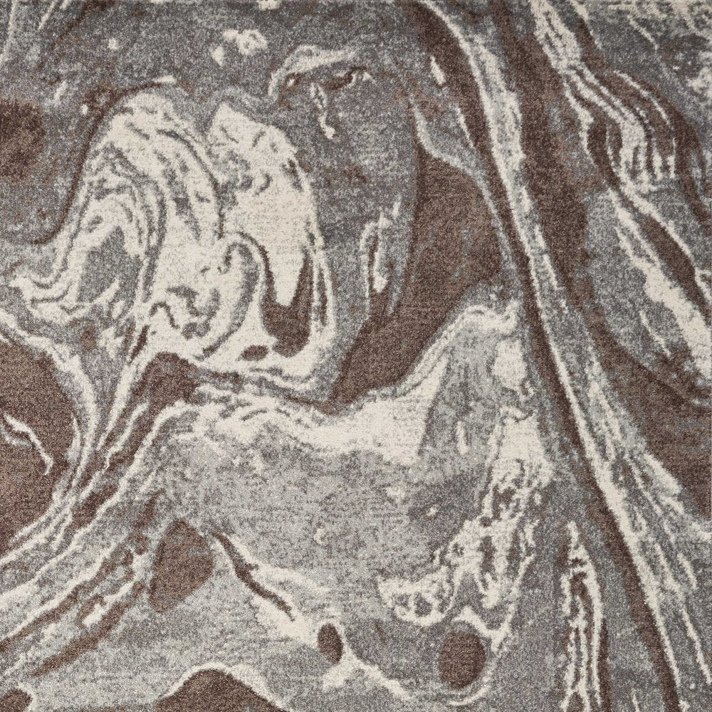 7' X 10' Brown And Ivory Abstract Area Rug