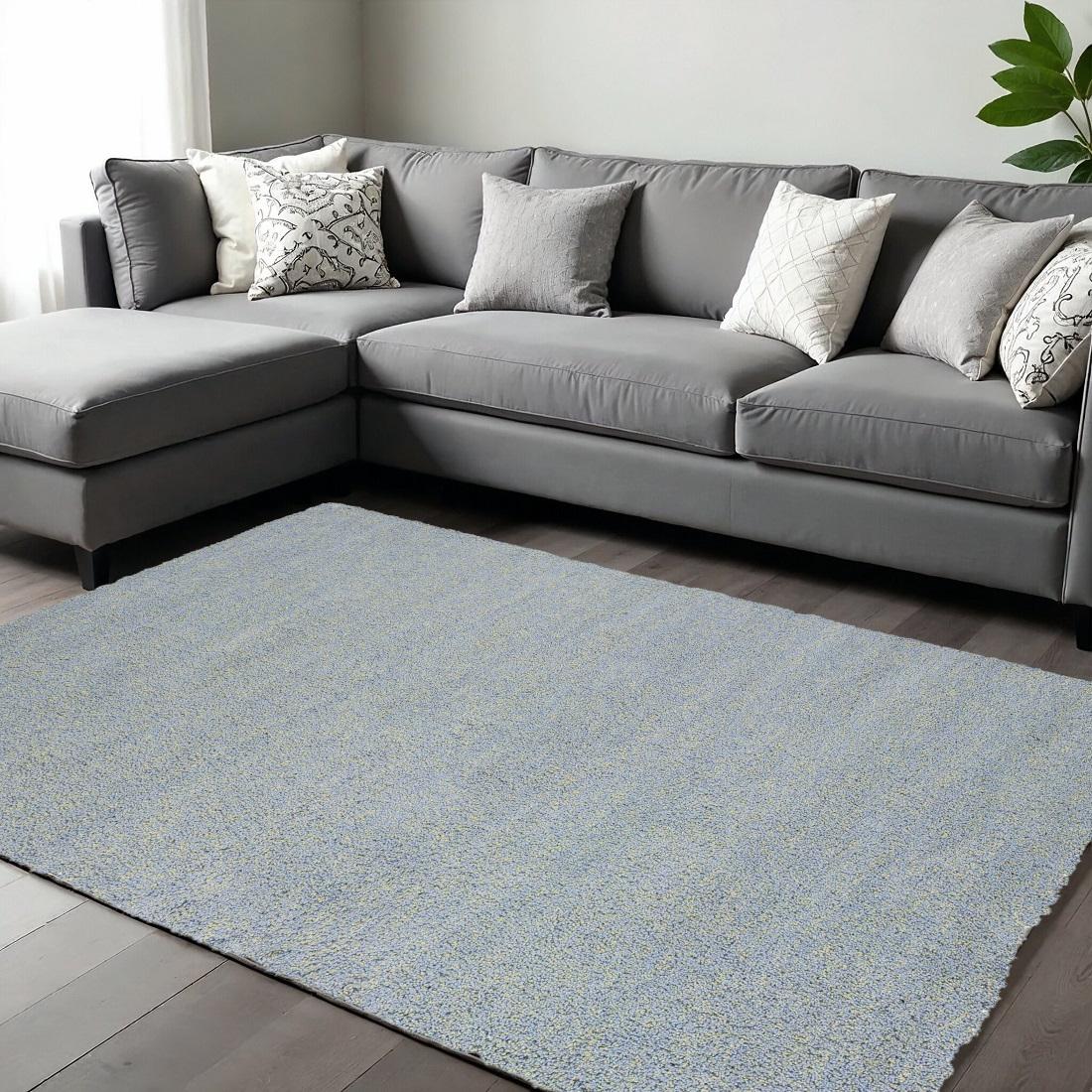 8' X 10' Blue Hand Woven Area Rug
