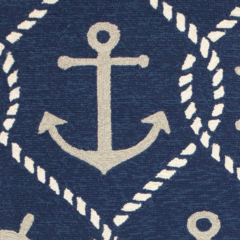 7' X 9' Navy Blue Nautical Handmade Indoor Outdoor Area Rug