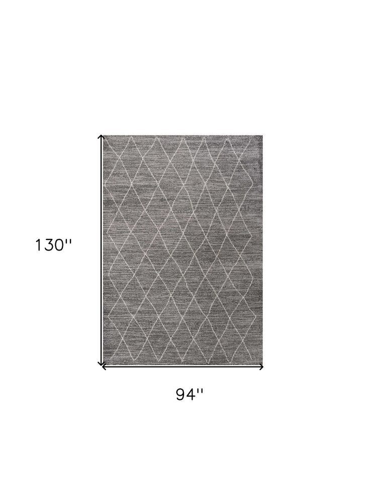 8' X 11' Gray And Ivory Geometric Area Rug