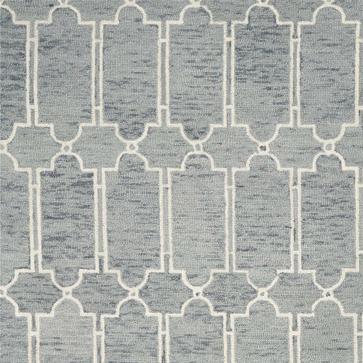 8' X 10' Slate Blue And Ivory Wool Geometric Hand Tufted Area Rug