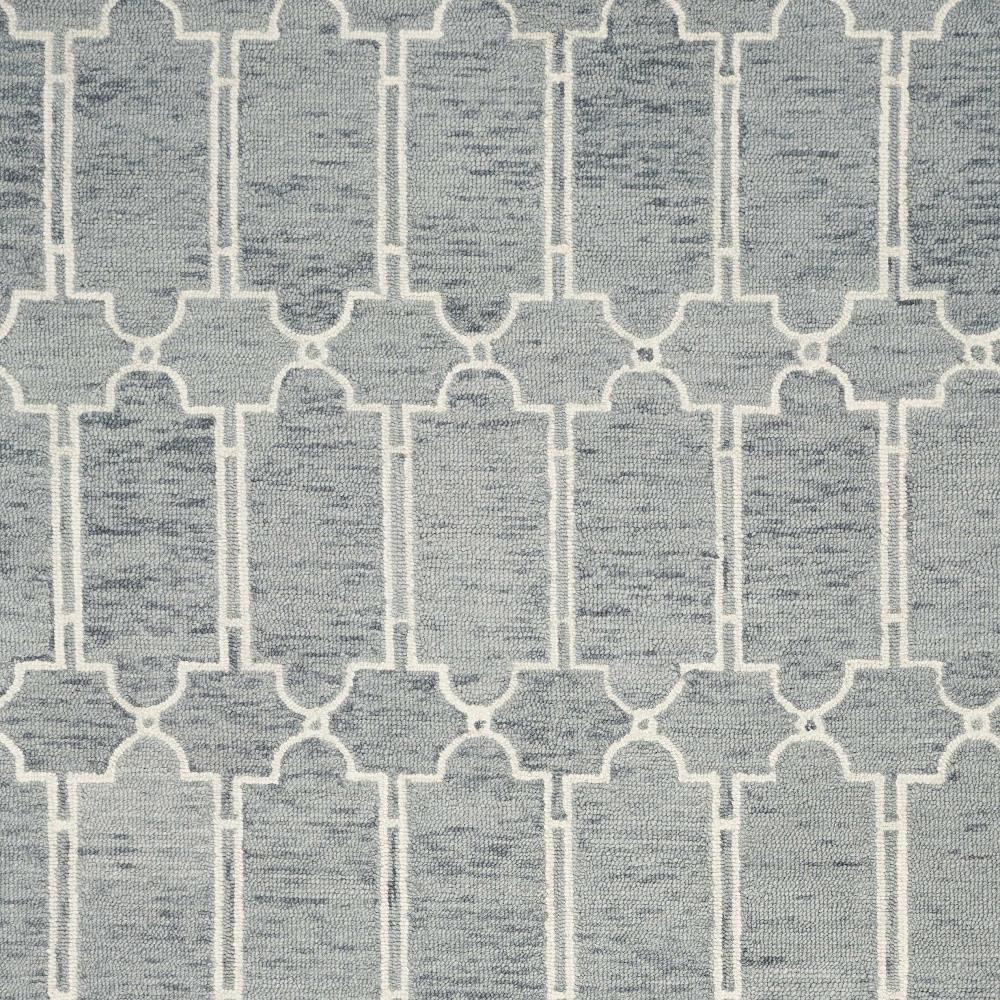 8' X 10' Slate Blue And Ivory Wool Geometric Hand Tufted Area Rug