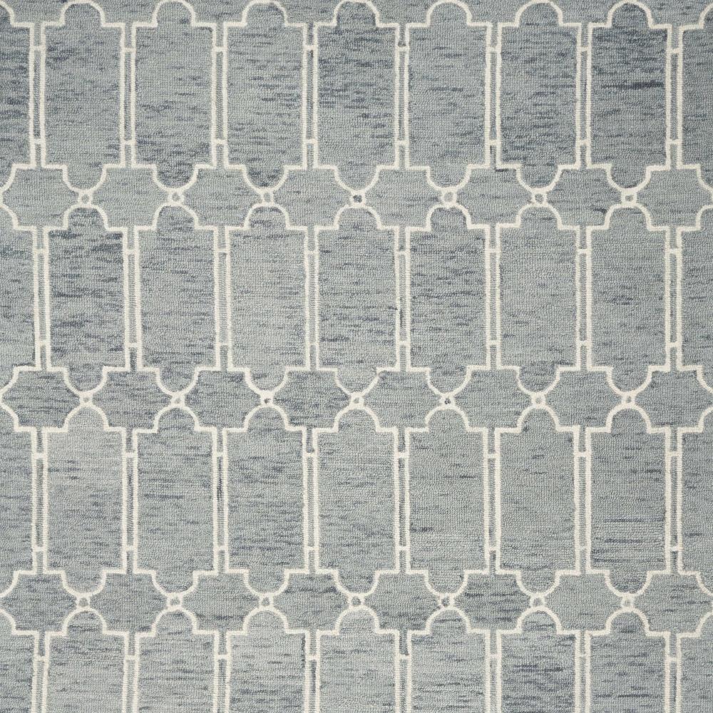 8' X 10' Slate Blue And Ivory Wool Geometric Hand Tufted Area Rug