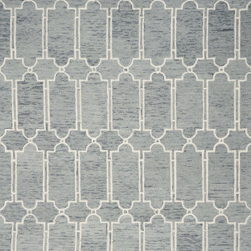 8' X 10' Slate Blue And Ivory Wool Geometric Hand Tufted Area Rug