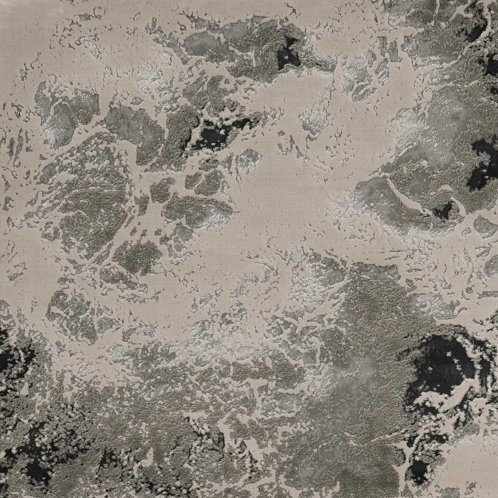 8' X 11' Silver And Black Abstract Area Rug