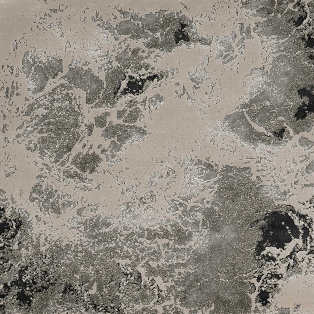 8' X 11' Silver And Black Abstract Area Rug