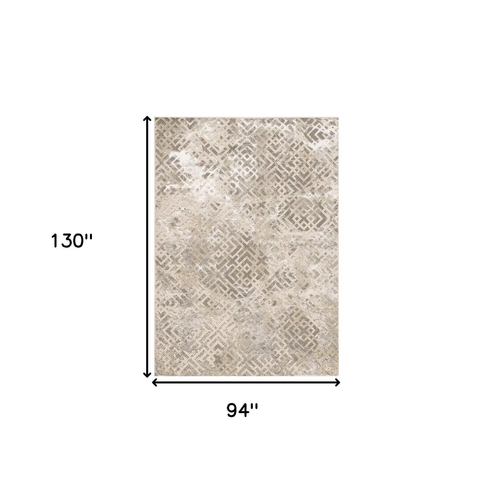 7' X 10' Sand And Light Blue Geometric Area Rug