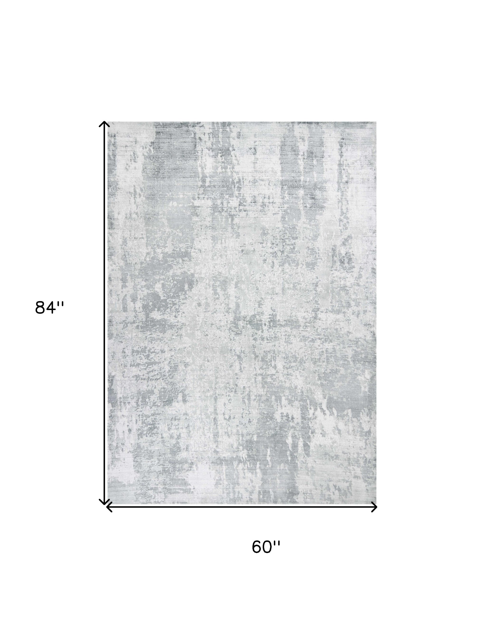 5' X 7' Dark Gray And Light Gray Abstract Hand Loomed Area Rug