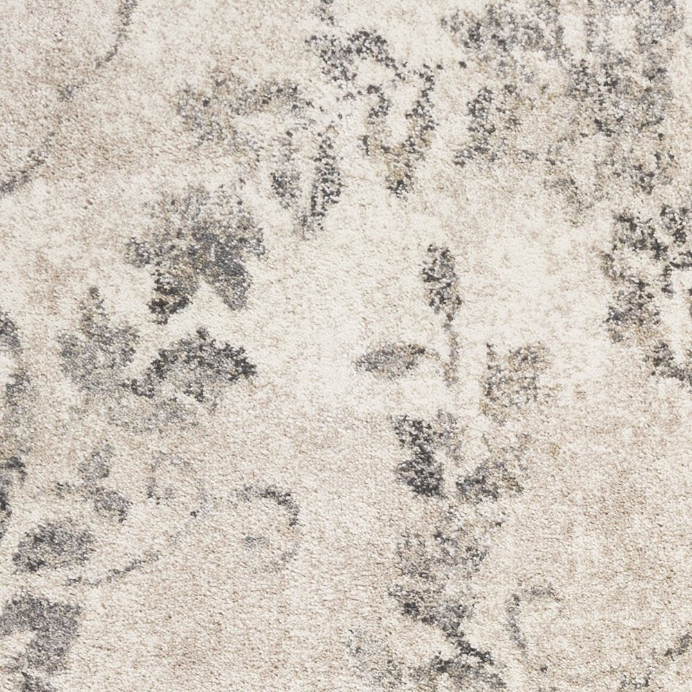 8' X 10' Gray And Tan Floral Distressed Area Rug